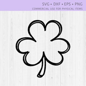 Trébol de tres hojas SVG, Clover Leaf Doodle SVG, Clover Handrawn Svg, Shamrock Svg, St Patrick Clover SVG, Clover png, St Patrick Day Cut File