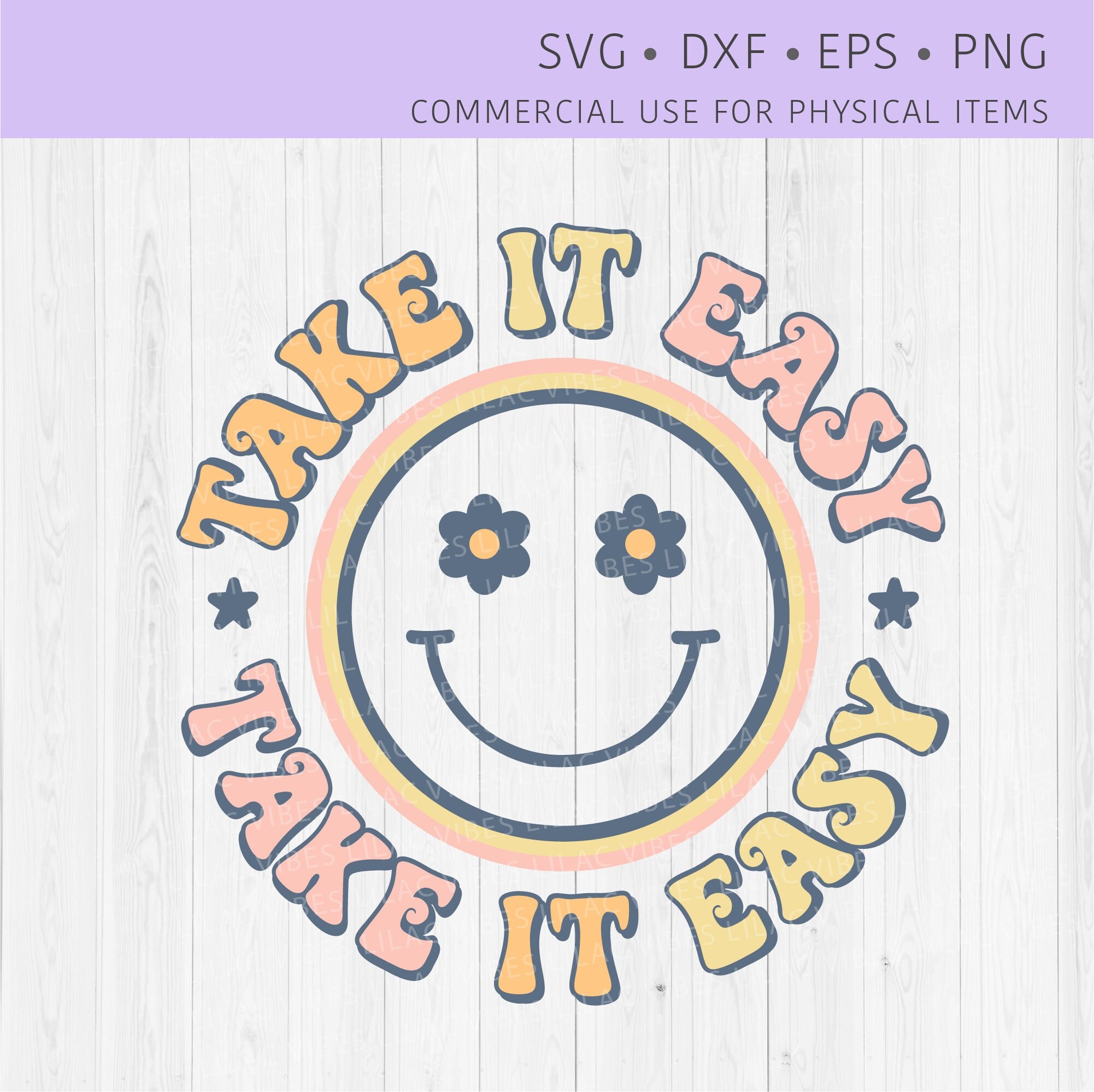 Take It Easy Svg Take It Easy PNG Retro Take It Easy Retro - Etsy