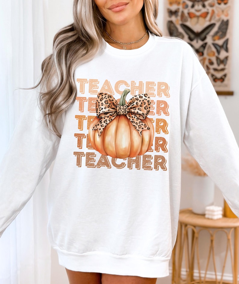 Teacher Fall PNG, Teacher Fall Shirt PNG, Coquette Teacher Pumpkin Png ...