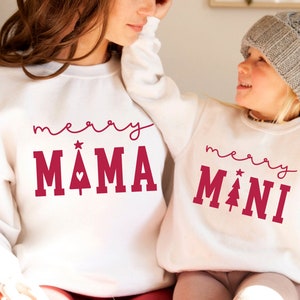 Merry Mama Mini SVG PNG, Mama Mini Matching Christmas Shirt SVG, mama en ik kerstsweatshirt Svg, Mama en ik kerstsublimatie
