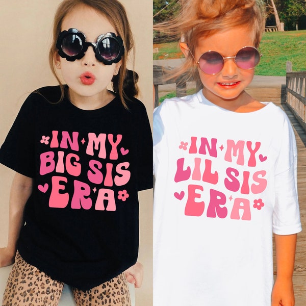 In My Big Sister and Little Sister Era Bundle SVG PNG, My Big Sis Era SVG, In My Lil Sis Era Svg Png, Funny Retro Sisters Shirt Sublimation