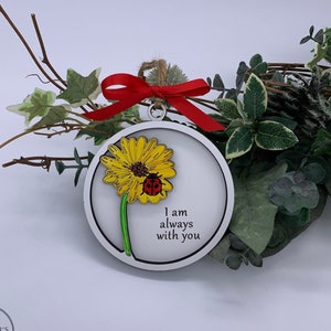 Sunflower ladybug ornament, I am always with you, memorial, sympathy, remembrance, thinking of you, gift