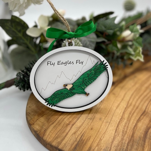 Go Eagles!  We bleed Green, Fly Eagles Fly, Philly Proud, Superbowl, football, go birds, ornament, gift, fan, office decor