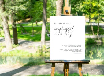 Unplugged Wedding Ceremony Wedding Ceremony Signage Digital Print Clean and Elegant