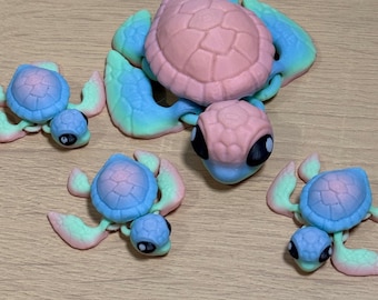 Figura de tortuga articulada impresa en 3D - Plástico PLA