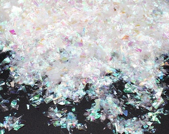 Flocons de mylar Aurora blancs, 15 g