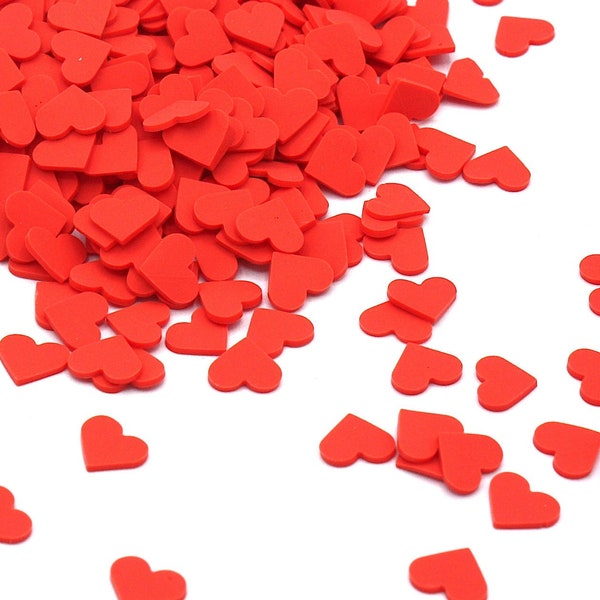 Tranches de pâte fimo coeur rouge, résine, oeuvre d'art en résine, slime, Fournitures créatives, gros morceaux, pâte fimo, argile, insert en résine, tranches de canne en fimo, bricolage, Saint-Valentin