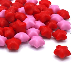 50 x leuchtend rote und rosa Versiegelung Sternperlen, Wachs-Siegel, Wachsprägung, Siegel, Wachsperle, Schmelzwachs, Umschlagversiegelung, Bastelbedarf, Hochzeit