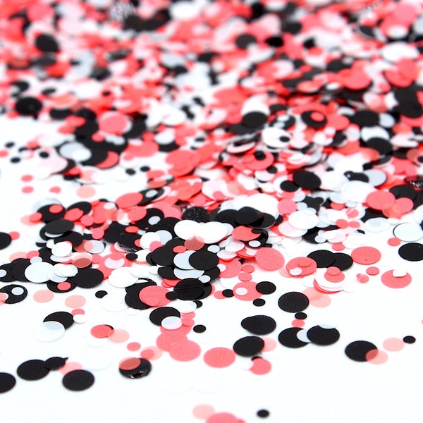 10g Light Red, Black And White Dotty Glitter Mix, Dot Glitter, Resin Craft, Scrapbooking, Nail Art, Craft Supplies, Confetti Mix