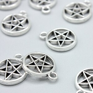 10 x Small Pentagram Star Charms, Charm, Jewellery Making, Pendant, Jewellery Crafts, Creepy Crafts, Halloween