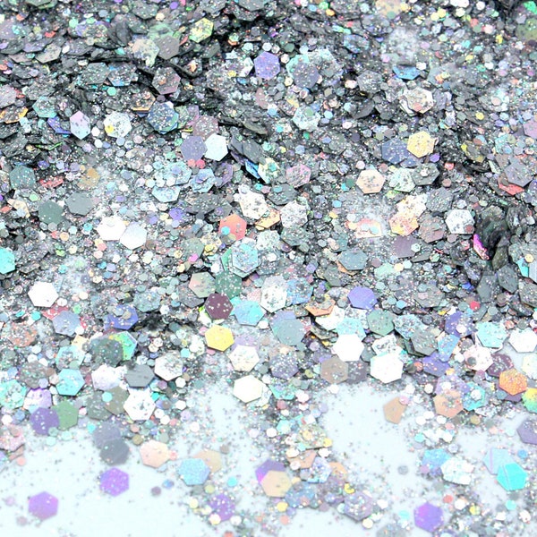 10g Silver Chunky And Fine Holographic Glitter, Silver Glitter, Chunky Silver Glitter, Glitter For Tumblers, Silver Coloured, Craft Supplies