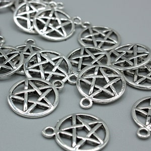 10 x Pentagram Star Charms, Charm, Jewellery Making, Pendant, Jewellery Crafts, Creepy Crafts, Halloween