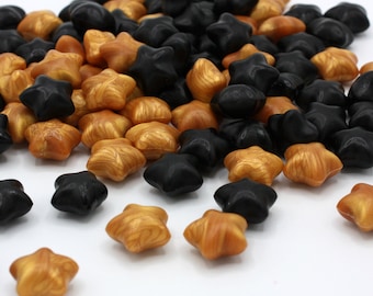 50 x Black And Gold Wax Sealing Star Beads, Wax Seal, Wax Stamping, Seal, Melting Wax, Envelope, Craft Supplies, Wax, Wedding, Letter seal