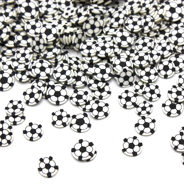 Football Polymer Clay Slices, Round Ball, White, Black, Resin Art, Slime, Craft Supplies, Clay, Resin Insert, Cane Slices, Pieces