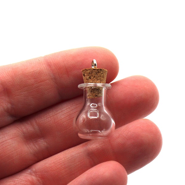 Petite fiole de potion en verre transparent avec bouchon en liège et crochet, Apprêts, Fabrication de bijoux, Fioles en verre