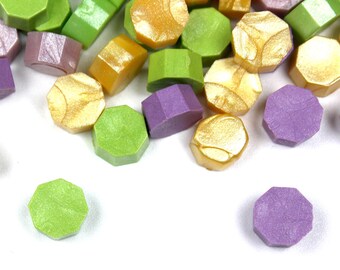 50pc x Mixed Purple, Yellow And Green Wax Seal Beads, Wax Seal Beads, Wax Stamping, Wax Seals, Melting Wax, Envelope Sealing, Craft Supplies