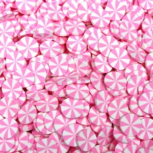 Pink And White Peppermint Christmas Polymer Clay Slices, Resin Insert, Nail Art, Slime Clay, Round, Resin, Christmas Crafts, Craft Supplies