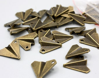 10 x Metal Bronze Tone Paper Plane Charms, Charms, Paper Plane, Plane Charms, Craft Supplies, Bronze, Jewellery Making, Toy Plane