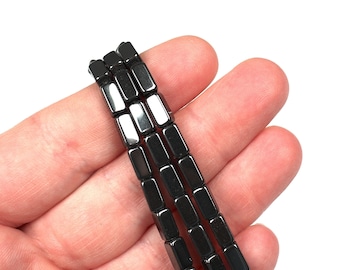 8mm x 4mm Rectangle Black Hematite Bead String, Jewellery Making, Black Beads, Bracelet Beads, Gemstone, Necklace Beads, Craft Supplies
