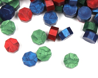 50pc x Mixed Red, Blue And Green Wax Seal Beads, Wax Seal, Wax Stamping, Wax Seals, Wax Craft, Melting Wax, Envelope Sealing, Craft Supplies