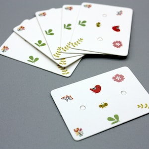 Exhibición de aretes pequeños con flores y fauna, tarjetas kraft, tarjetas para exhibición de joyas, flores, pájaros, tarjetas para exhibición de aretes, suministros para manualidades