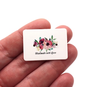 20 x Cartes de support pour boucles d'oreilles florales rectangulaires faites main avec amour, fleurs, cartes de boucles d'oreilles, cartes pour présentation de boucles d'oreilles, emballage de bijoux