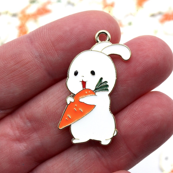 Metal Easter Bunny Enamel Charms, Metal Charms, Enamel Charm, Easter Rabbit Charm, Jewellery Making Charms, Supplies, Pendant Craft Supplies