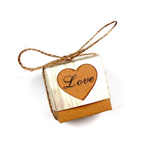 10 cajas rústicas de madera para regalos de boda, cajas de cartón kraft, amor, cordel, ideas para regalos de boda, plegables, suministros para manualidades.