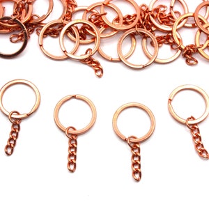 Rose Gold Tone Keyring Chain Blanks, Findings, Keyring For Bag, Split Ring Bag Keyring, Silver Keyring Blanks, Craft Supplies, Bag Chain