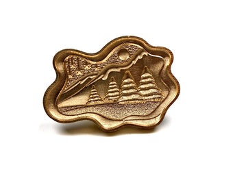 Metal Christmas Snowy Scene Stamp Head, Wax Sealing, Metal Stamp Head, Metal Brass Head For Wax Sealing, Christmas Letter Sealing, Supplies