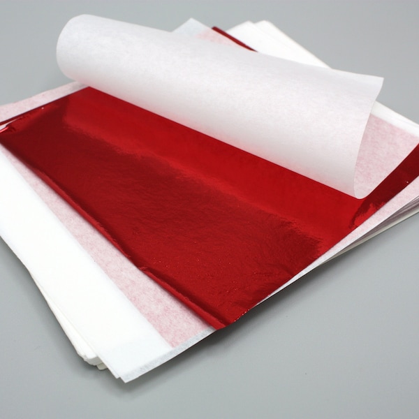 Red Leaf Foil Sheets, Gilding, Square Foil Sheets, Decoration Foil Sheets, Metallic Sheets, Thin Foil Sheets, Framing, Craft Supplies, Resin