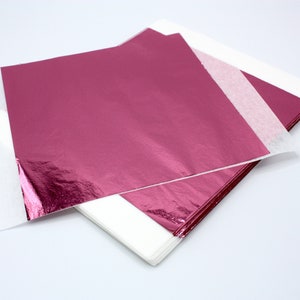 5 Pink Leaf Foil Sheets, Gilding, Decorative Craft, Nail Art, Pink Foil, Foil Sheets, Thin Foil Sheets, Craft Supplies, Resin Art