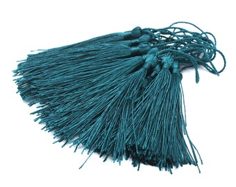 Marque-page en soie bleu sarcelle foncé, franges, bricolage, fournitures créatives, sac, franges, franges en soie, franges colorées, personnalisé, marque-page