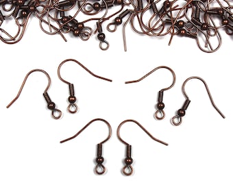 50 x Copper Tone Earring Hooks, Earring Findings, Jewellery Making, Jewellery Findings, Hooks For Earring Making, Fittings, Craft Supplies