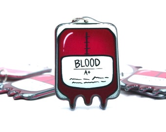 2 x Acrylic Blood Bag Charms, Bloody, Gory, Halloween Charm, Earrings, Halloween Craft, Jewellery Making, Charms, Necklace Making, Flatback