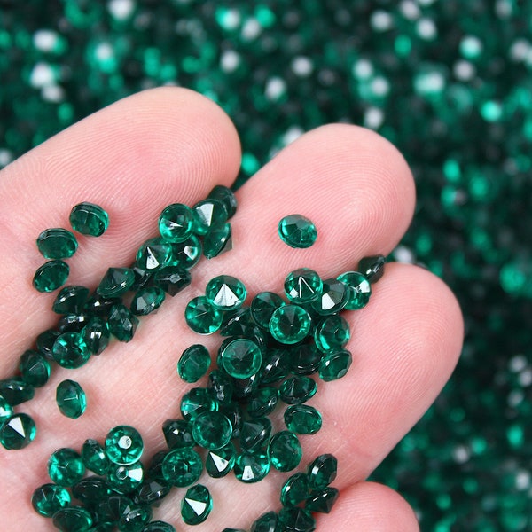 4mm Emerald Green Pointed Back Acrylic Rhinestones, Gemstones Crystals, Tumbler Filler, Decoration, Nail Art, Slime Gems, Craft Supplies