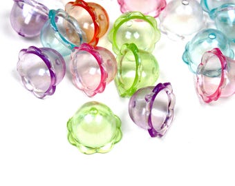 10 x Mixed Colour Jellyfish Head Acrylic Charms, Iridescent Colour, Jelly Fish Beads, Jewellery Making, Earrings, Pendant, Craft Supplies