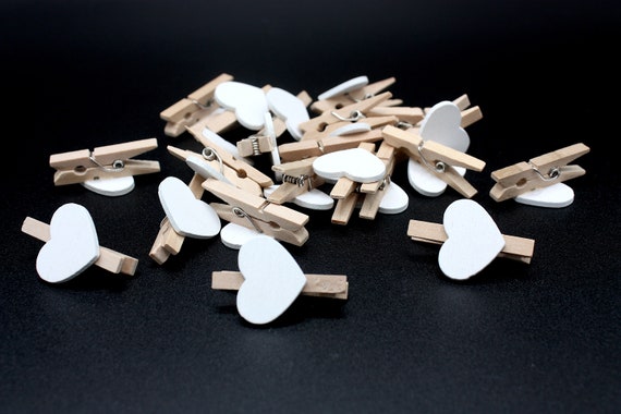 Mini mollette di legno a forma di cuore bianco, mollette, mollette per  foto, foto, bricolage, decorazione, fai da te, piccoli fermagli, piccoli  oggetti artigianali, casa delle bambole -  Italia