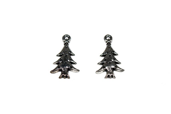 Set Di 10 Ciondoli Natalizi A Forma Di Albero Di Natale In Metallo Rosso - Decorazioni Per Albero, Regali, Tavola | Stile Vintage Chic, Lunghi 8 Cm - 3