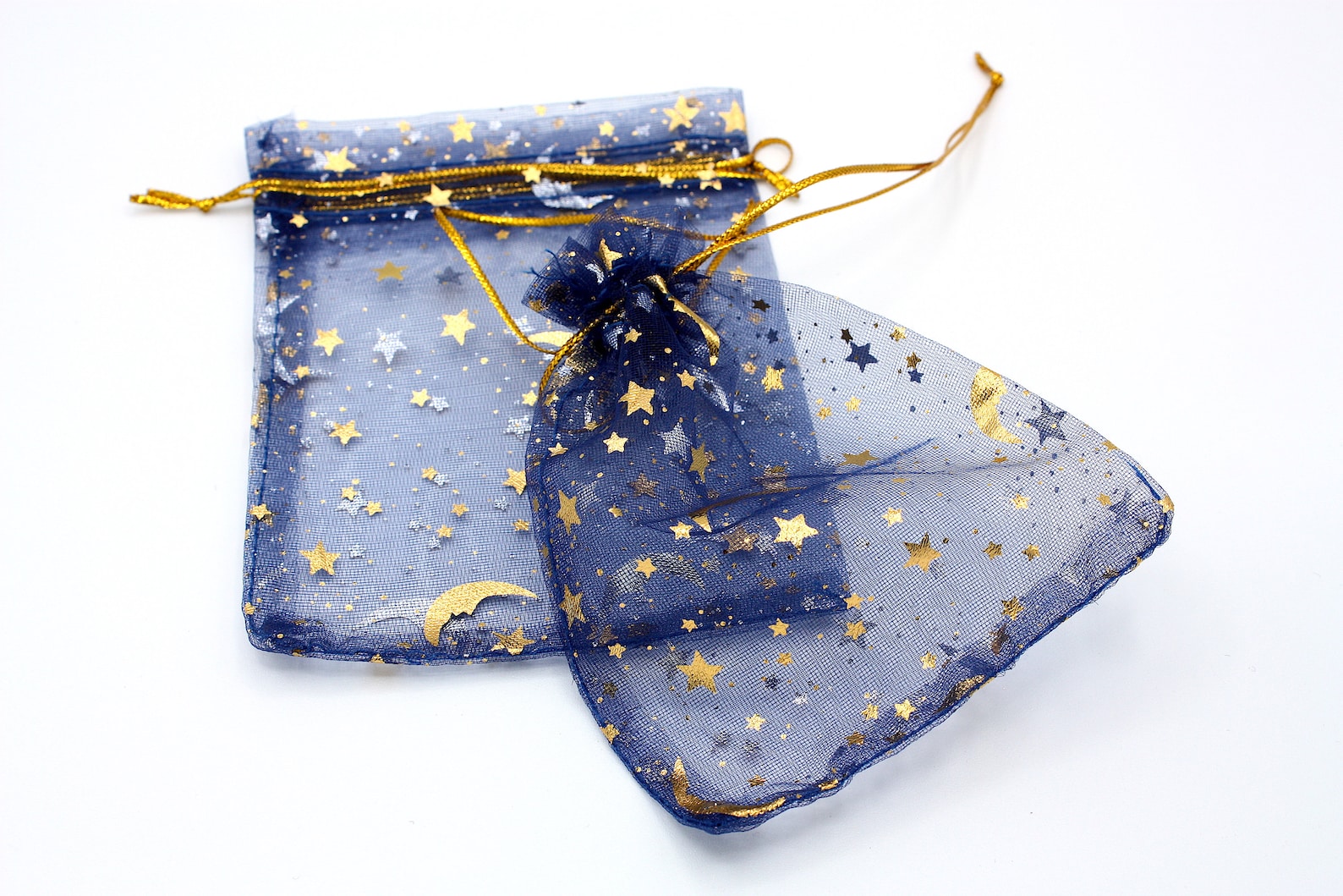 7cm X 9cm Navy Blue Moon & Star Organza Pull String Gift Bags Etsy