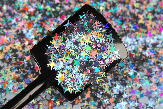 Holographic Silver Star Glitter, Glitter for Resin, Nail Art