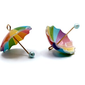 2 x Mini Umbrella Pendants, Earring Charms, Umbrella Charms, Pendants, Jewellery Making, Earring Making, Umbrellas, Pendant Charm, Colourful image 5