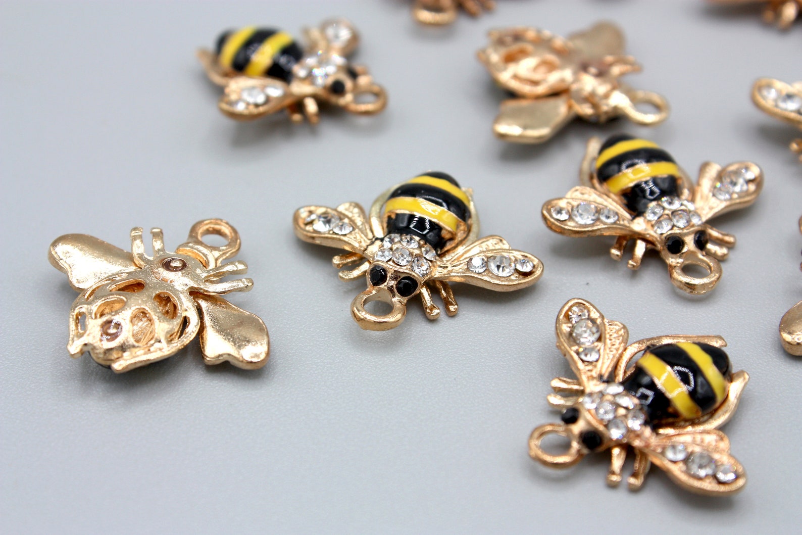 2 x Metal Diamond Bee Charms Bees Bee Charm Jewellery Etsy
