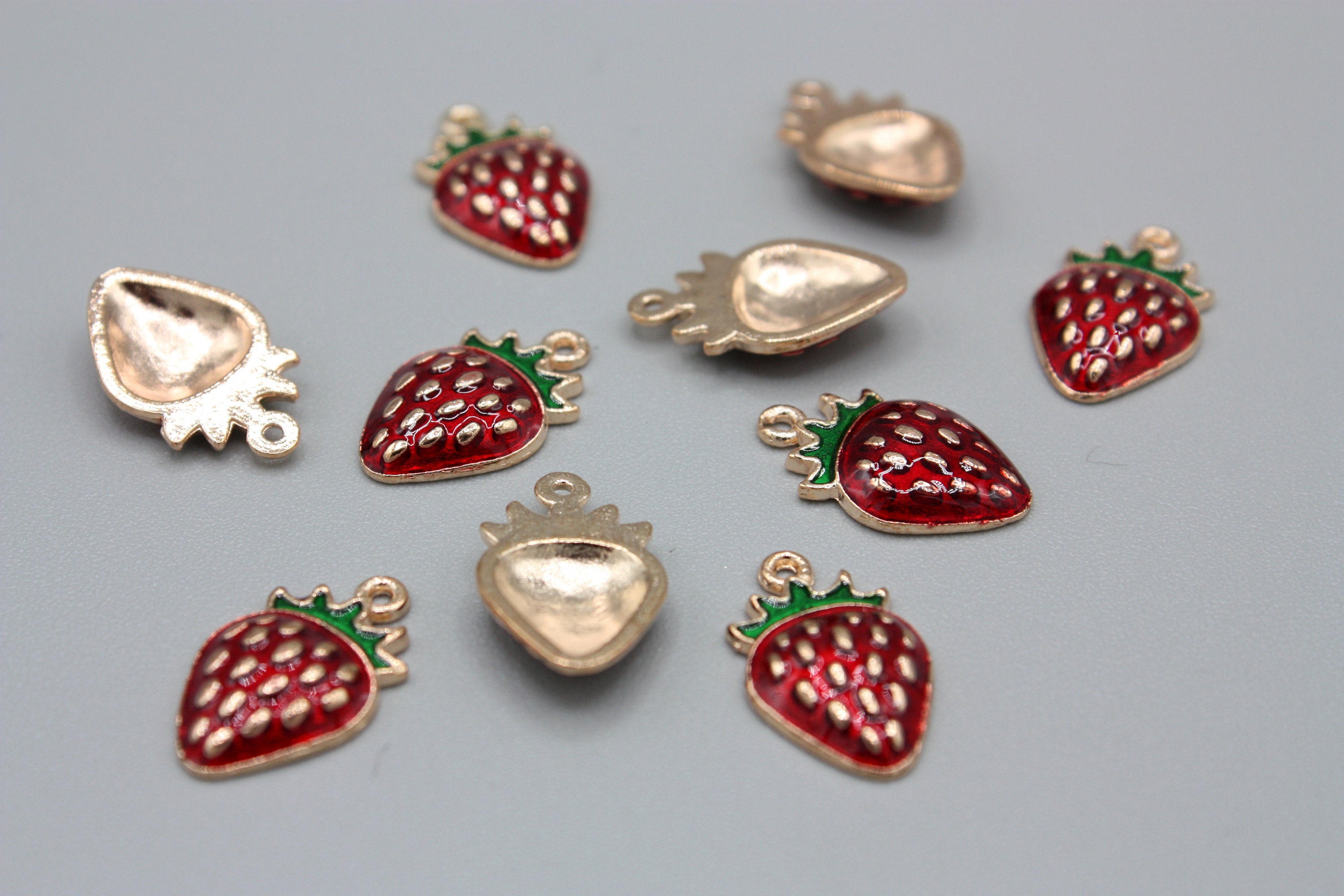 2 X Enamel Metal Strawberry Charms Enamel Fruit Charm Etsy UK