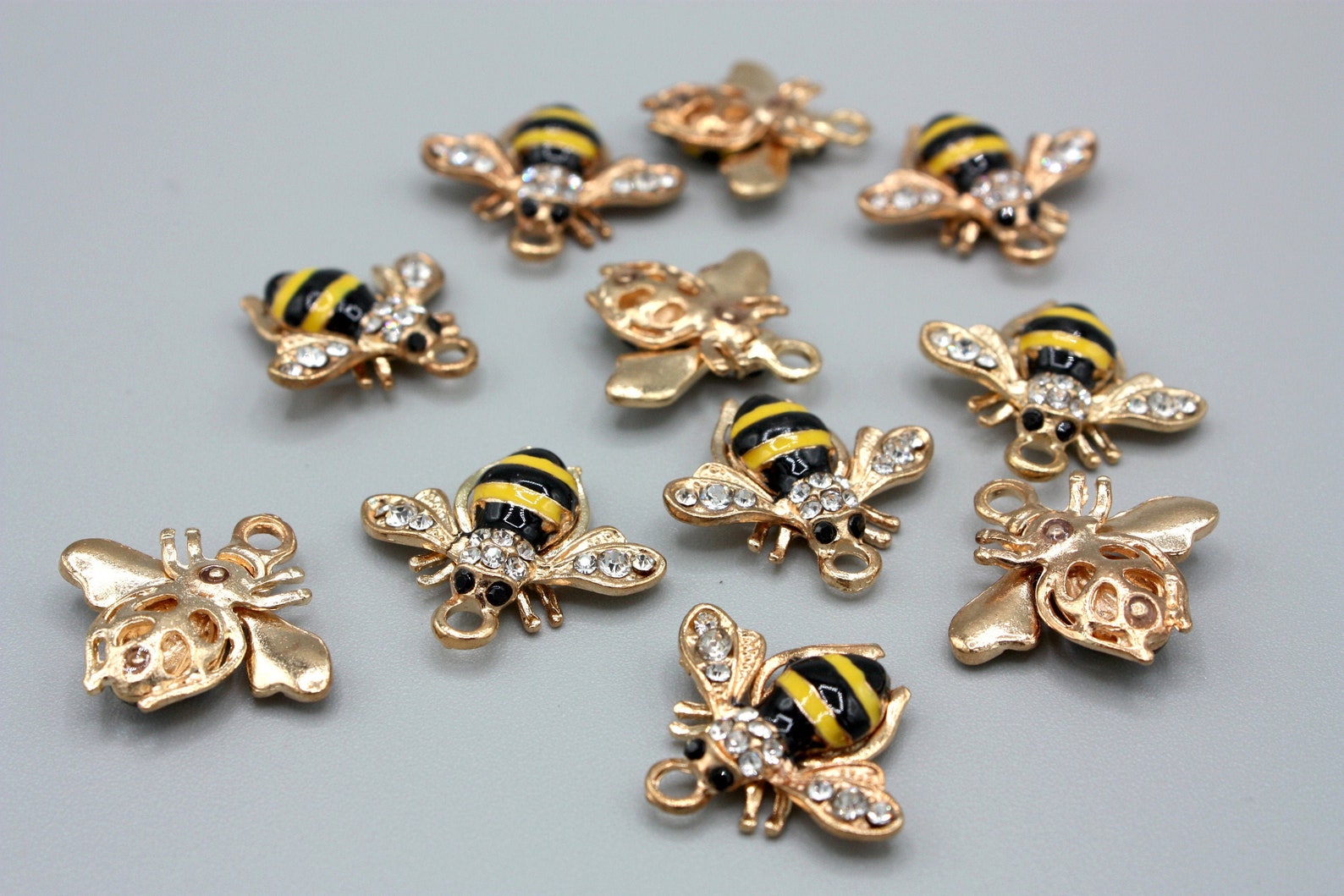 2 x Enamel & Diamond Bee Charms Bees Bee Charm Jewellery Etsy