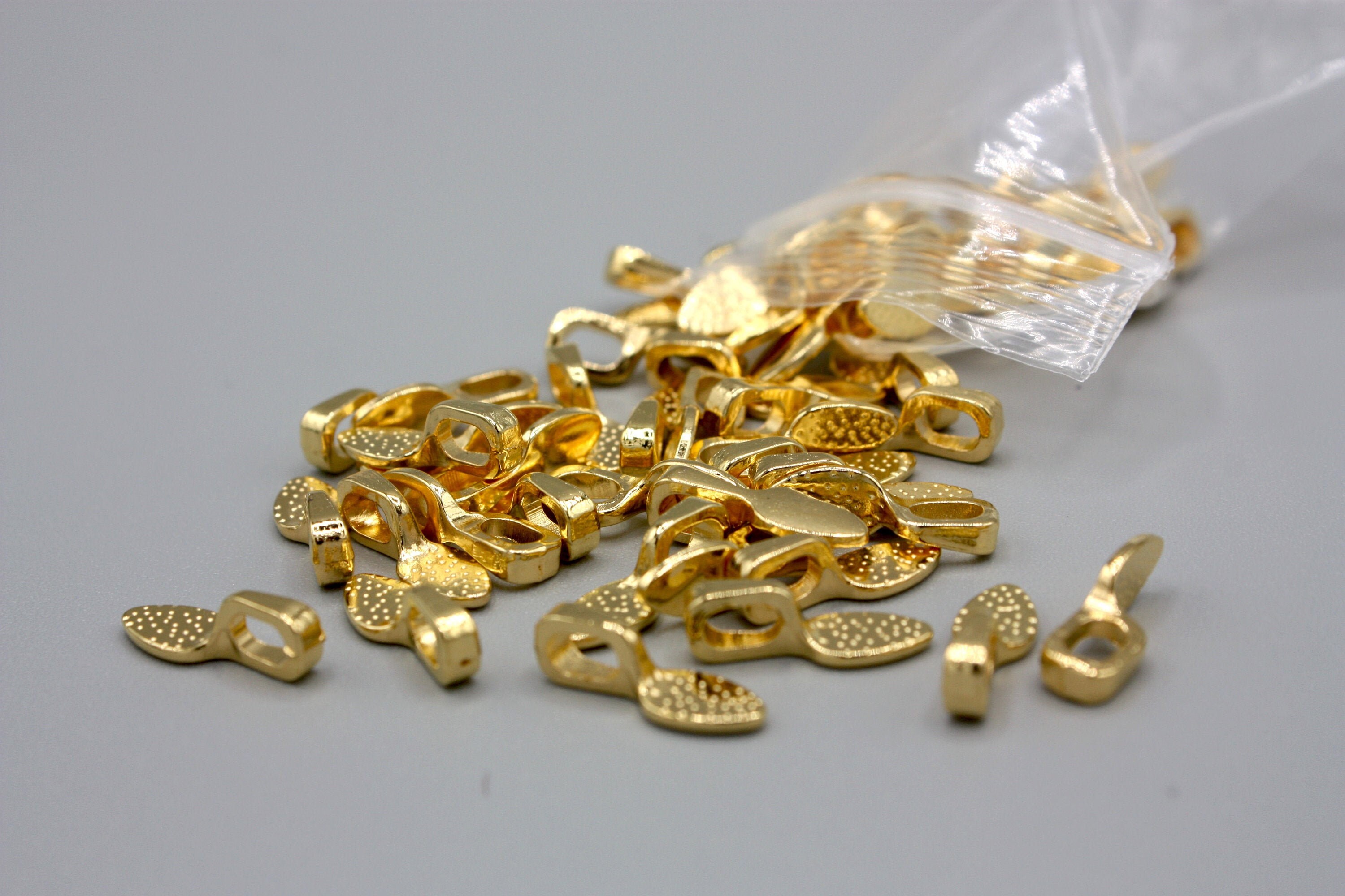10 x Gold Tone Oval Leaf Glue On Pendant Bail Bails Bail Etsy