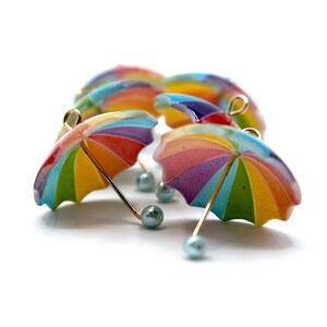 2 x Mini Umbrella Pendants, Earring Charms, Umbrella Charms, Pendants, Jewellery Making, Earring Making, Umbrellas, Pendant Charm, Colourful image 4