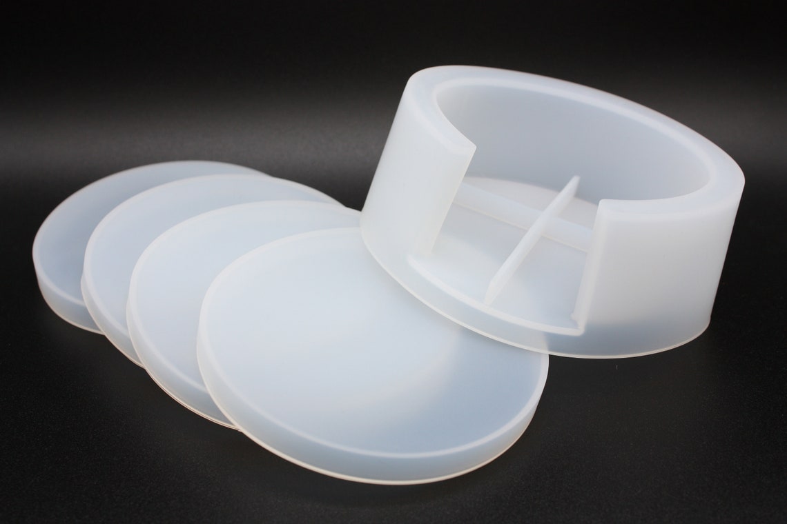 4 Coaster & Holder Set Silicone Resin Mould Silicone Mould Etsy