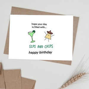 Margarita and Chips Happy Birthday Card - Funny Birthday Card Printable - Digital Download Greeting Card - Instant Download