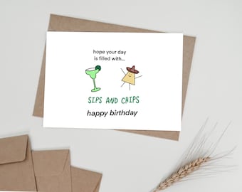 Tarjeta de feliz cumpleaños con margarita y papas fritas - Tarjeta de cumpleaños divertida imprimible - Tarjeta de felicitación de descarga digital - Descarga instantánea